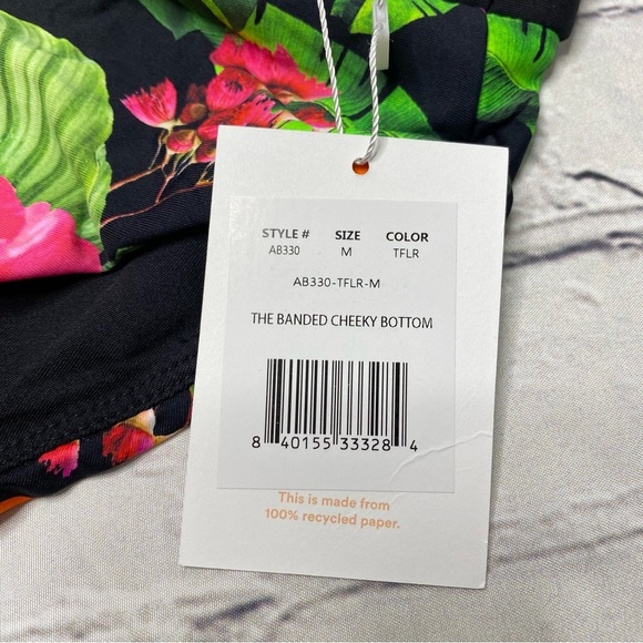 Andie The Banded Cheeky  bikini bottom size medium floral print NEW - Picture 6 of 7